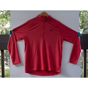 Under Armour Tech 1/2 Zip Long Sleeve Red 1328495-638 Size M Loose